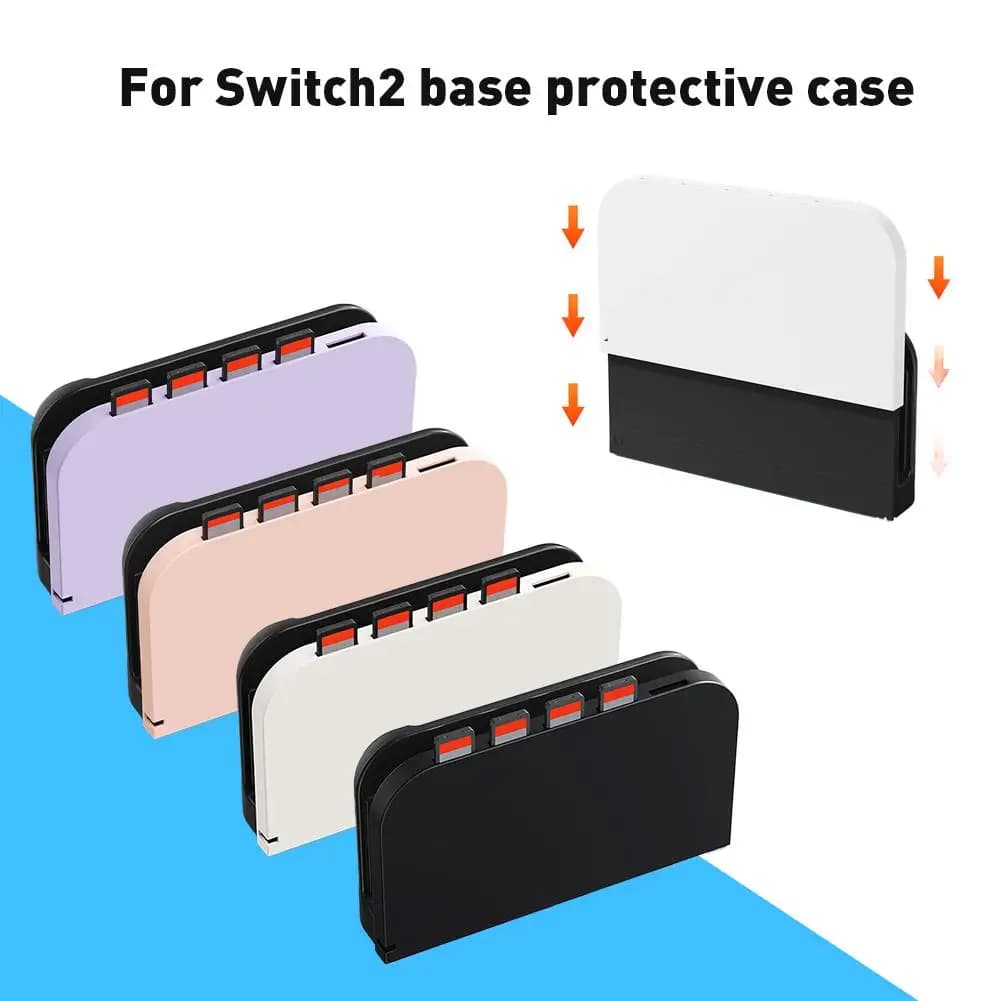 Per Switch 2 Custodia per carte con base di ricarica con cinque slot di protezione per schede Protezione completa Archiviazione due in uno + D4T3