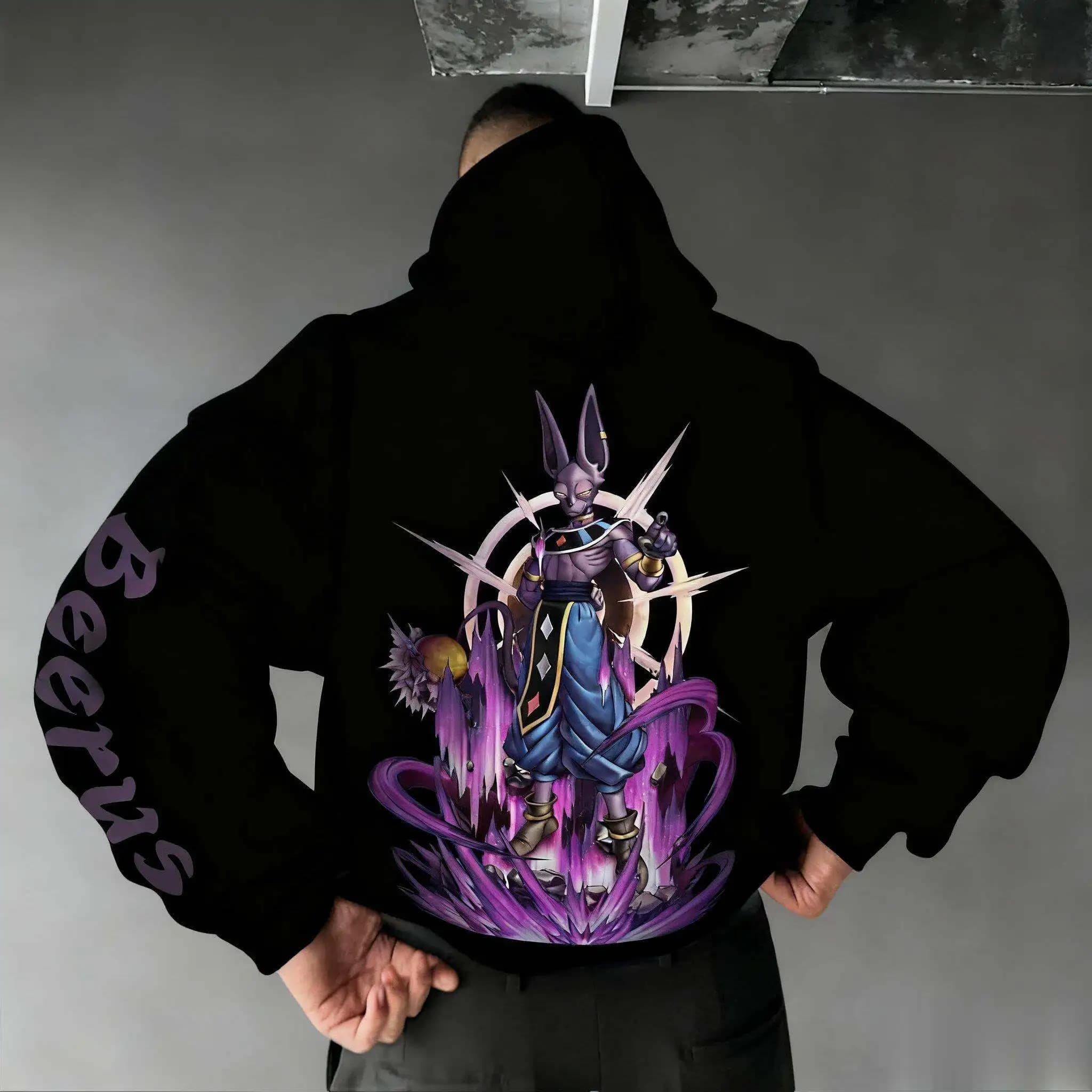 Felpa con cappuccio Dragon Ball Beerus Felpa pullover oversize con stampa anime Felpa con cappuccio cosplay streetwear casual unisex Autunno Inverno Nuovo