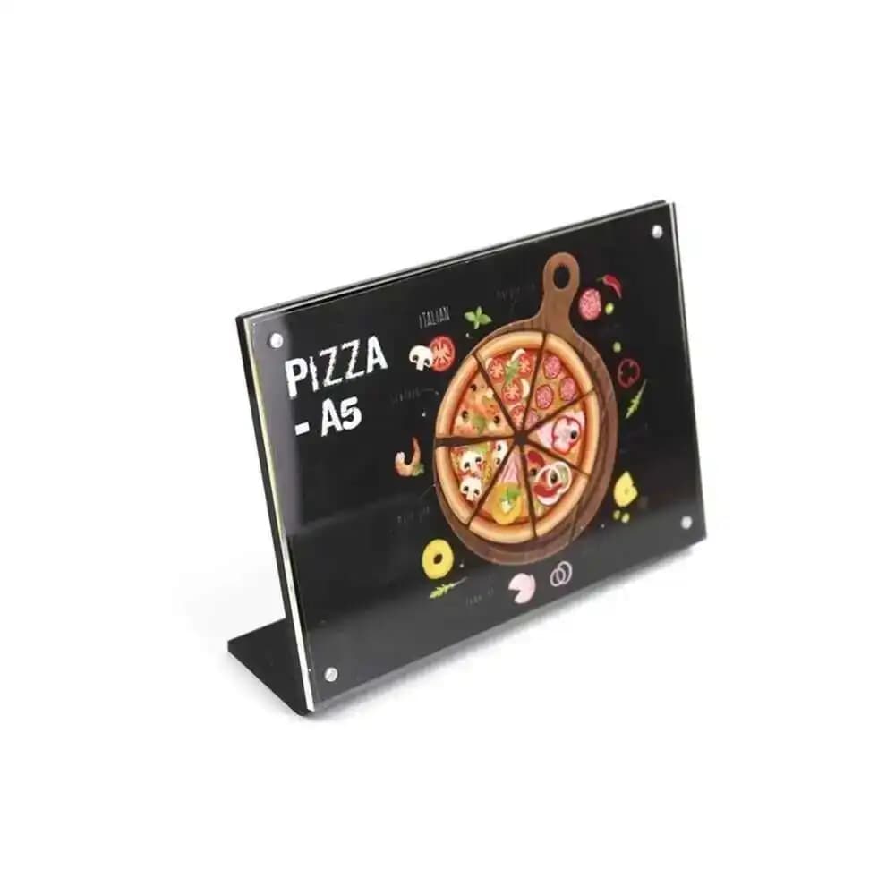 1 pz A5 trasversale L nero acrilico porta etichette magnetico supporto cornice per foto menu supporto per scheda pubblicità poster tag display