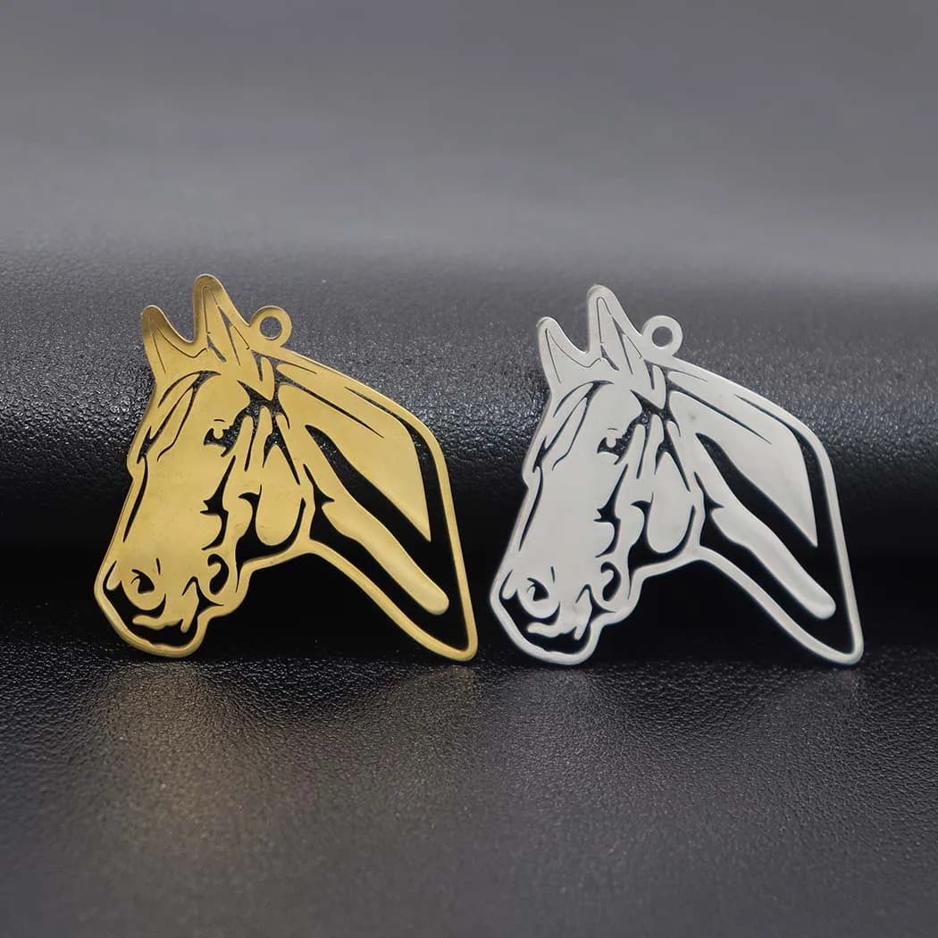 Accessori pendenti con testa di cavallo scavata alla moda in acciaio inossidabile, collane, bracciali, portachiavi, ciondoli e gioiello fai-da-te
