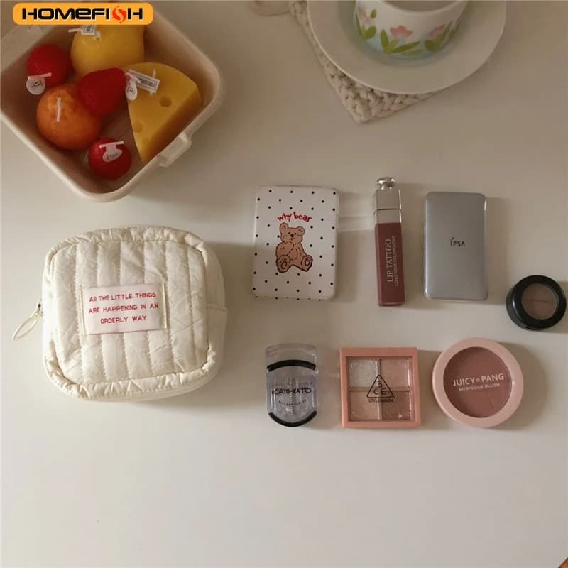 HOMEFISH Borsa per il Trucco Quadrata in Stile Coreano, Mini Borsa Multifunzionale per Studenti, Portatile per Rossetti, Auricolari e Monete, per Donne