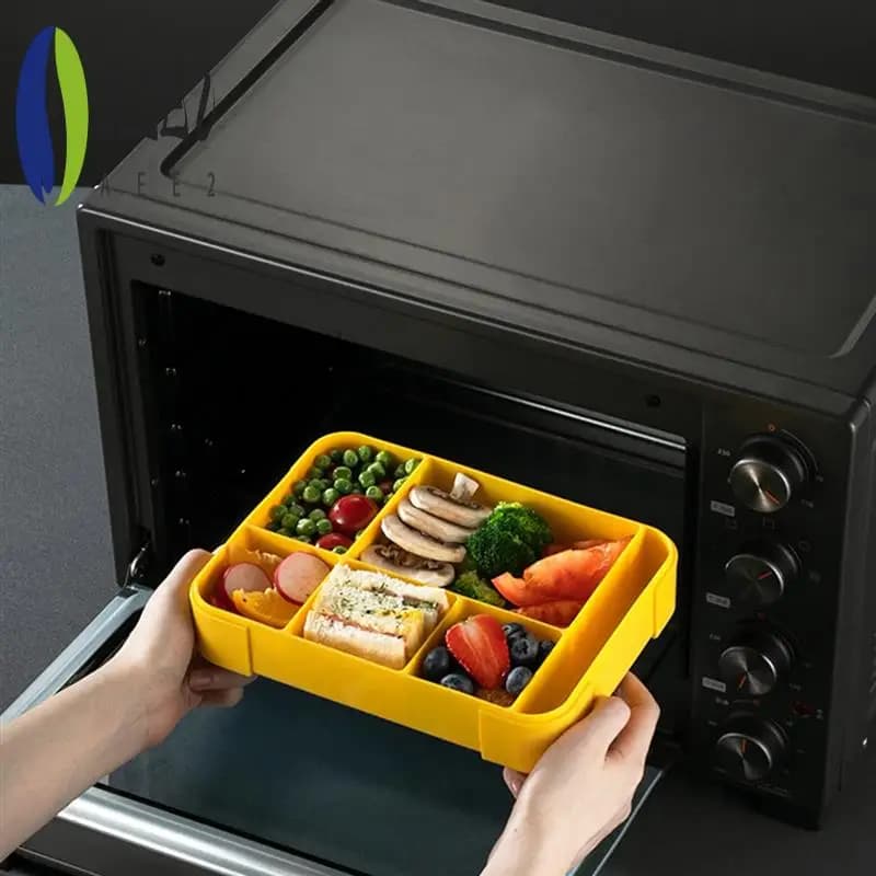 AEE2-Bento Lunch Box per bambini, Bento Box Lunch Box per adulti con 5 scomparti e 1 contenitore per condimenti per insalata, scatola per snack