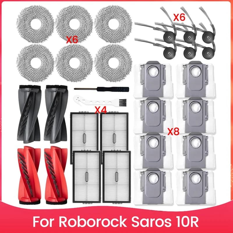 Kit di ricambio Accessori per parti per aspirapolvere robot Roborock Saros 10R Spazzola laterale principale Sacchetti per mop con filtro HEPA
