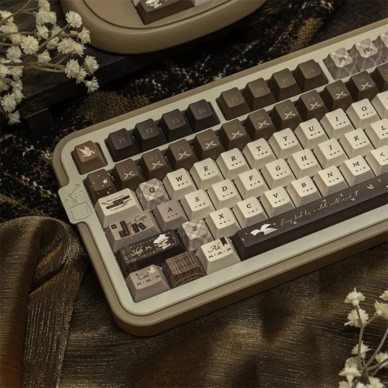 Keycaps PBT in Stile Retrò Britannico, 137 Tasti Personalizzati con Profilo Cherry Doubleshot e Sublimazione a Tinta per Tastiere Meccaniche