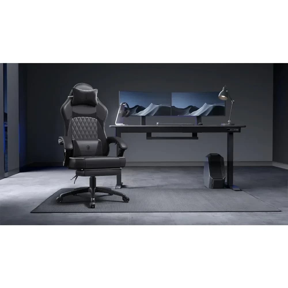 Sedia da gaming Instant Elevation con cuscino a molle insacchettate, sedia ergonomica da computer con massaggio lombare e poggiapiedi per adulti