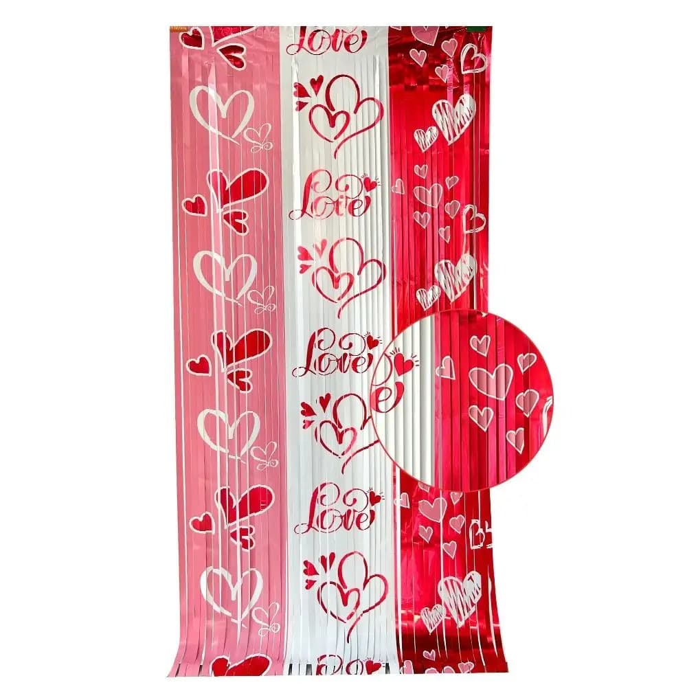 Tenda Scintillante per San Valentino, Sfondo Luminoso Romantico, Tenda Decorativa a Cuore Illuminata