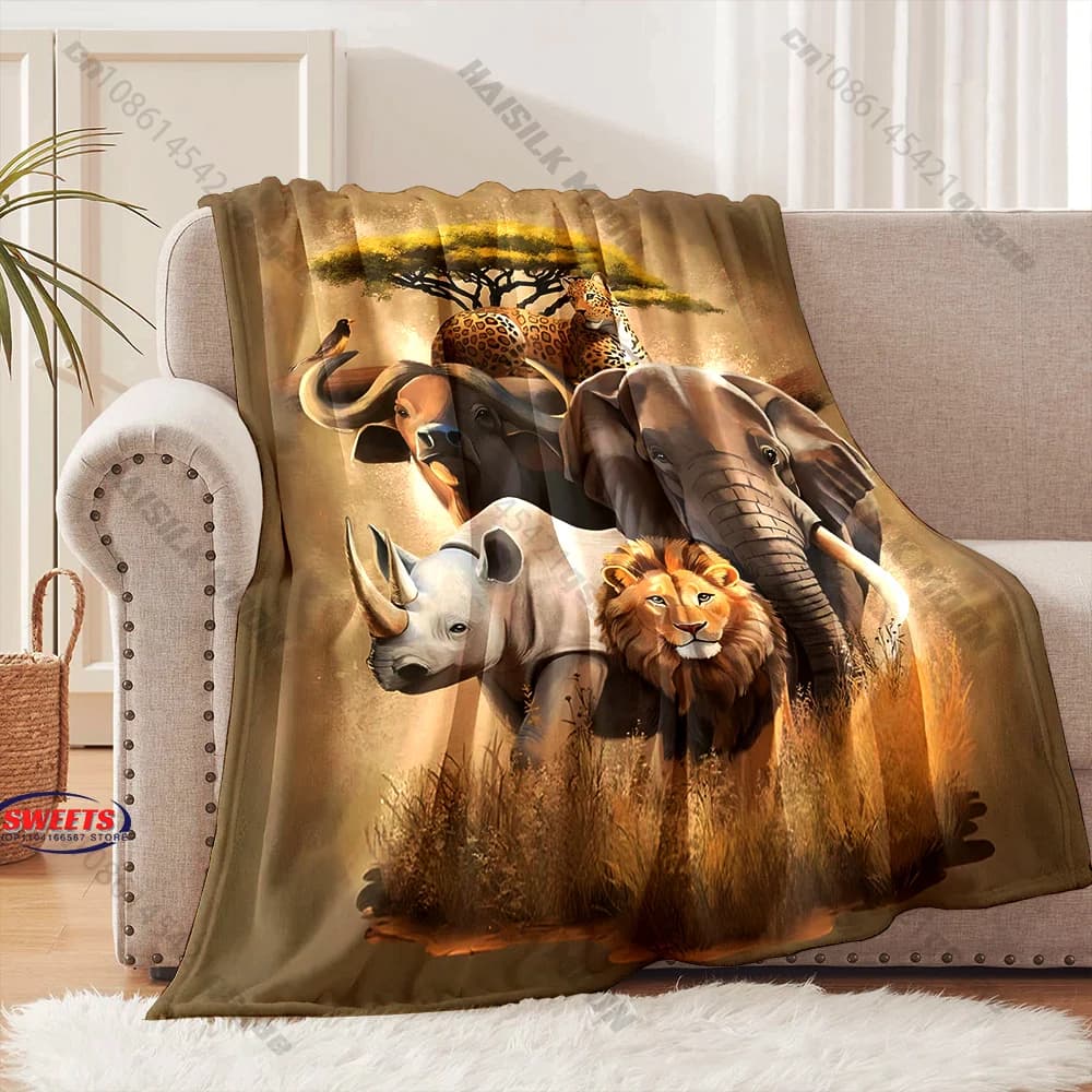 Coperta accogliente Safari Wildlife Cozy Blanket, coperta decorativa per divano, camera da letto e soggiorno, per bambini e adulti, in diverse misure, regalo raffinato