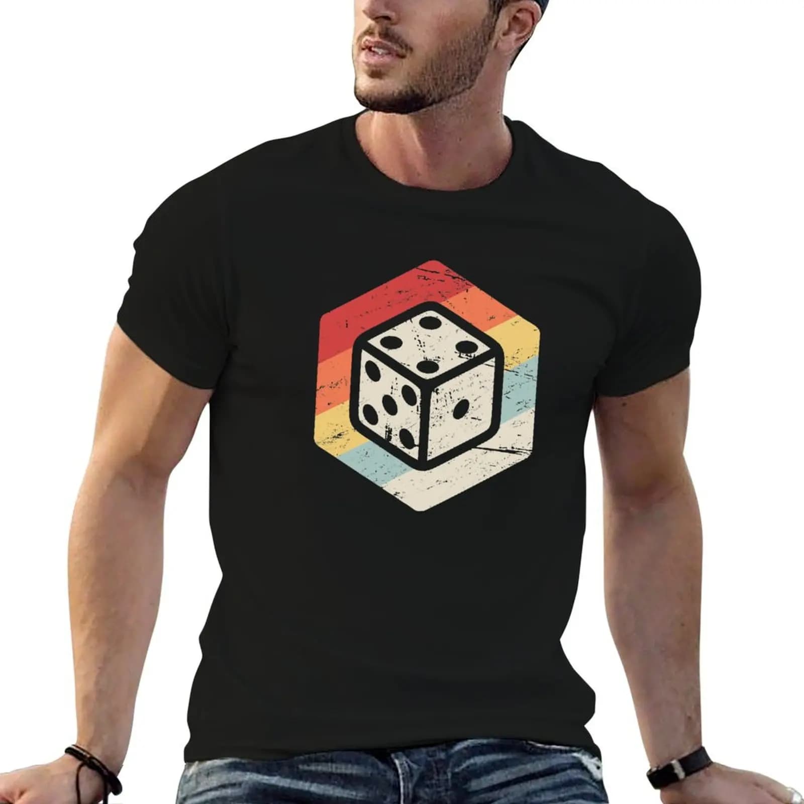 T-shirt da uomo con stampa di giochi da tavolo vintage / designer di giochi da tavolo, magliette grafiche da uomo