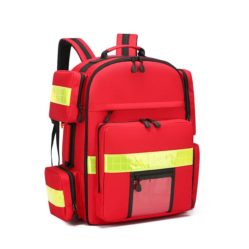 Kit di Pronto Soccorso per Emergenze, Borsa Medica di Grande Capacità, Zaino Impermeabile Riflettente per Esterni con Serbatoio di Ossigeno da 2L e ECG