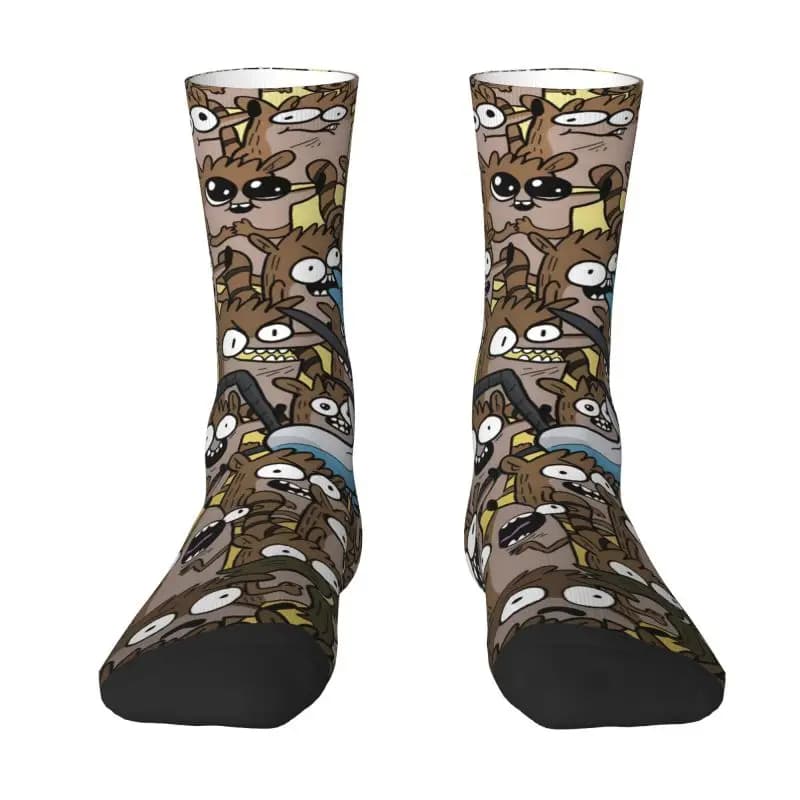 Calzini eleganti personalizzati R-Regular Show Calzini da uomo e da donna, caldi e alla moda, divertenti cartoni animati
