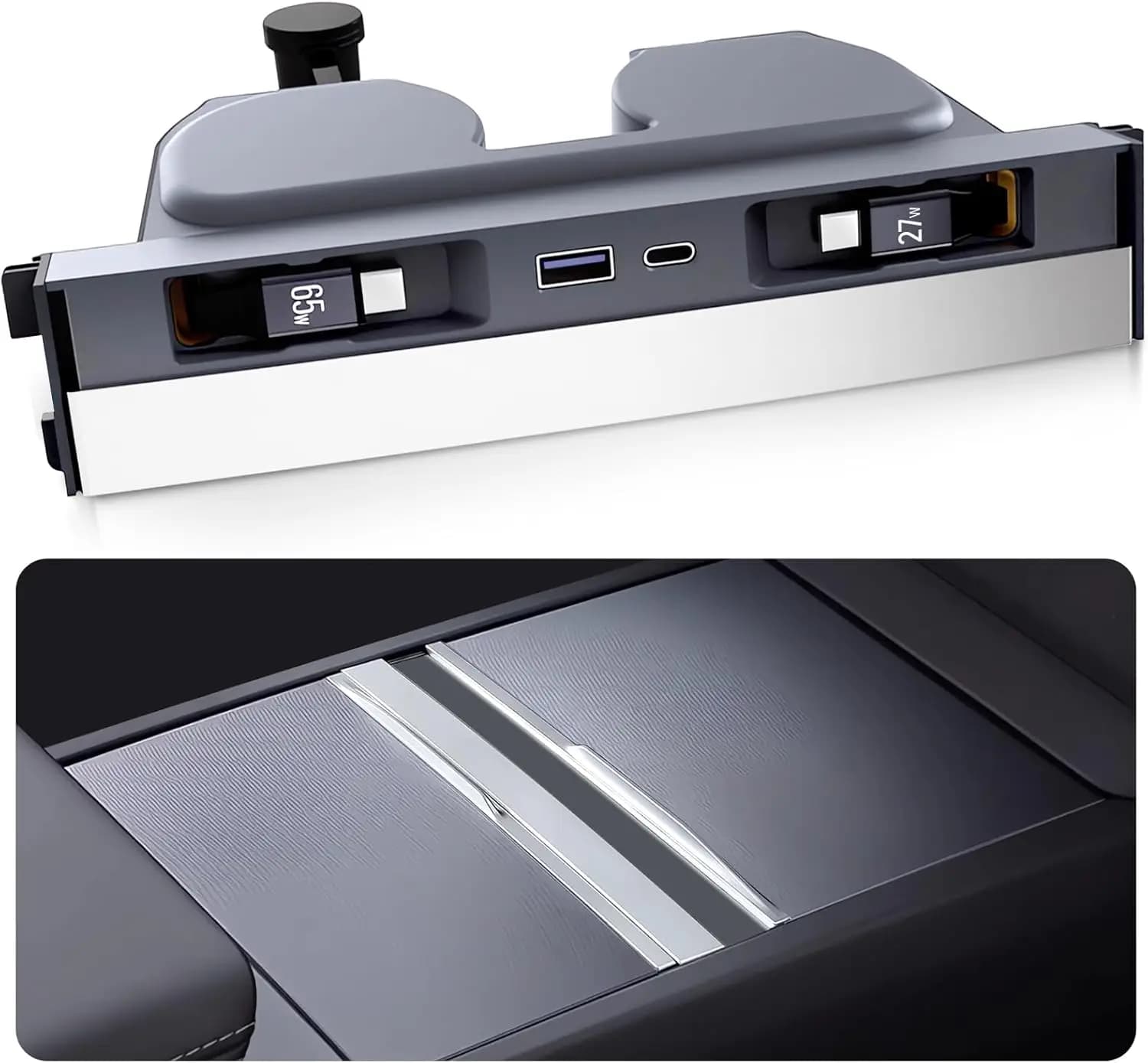 For Tesla Model 3 Highland Model Y Juniper 4 in 1 Retractable Center Console USB Hub Phone Charger Fast Charging Docking Station