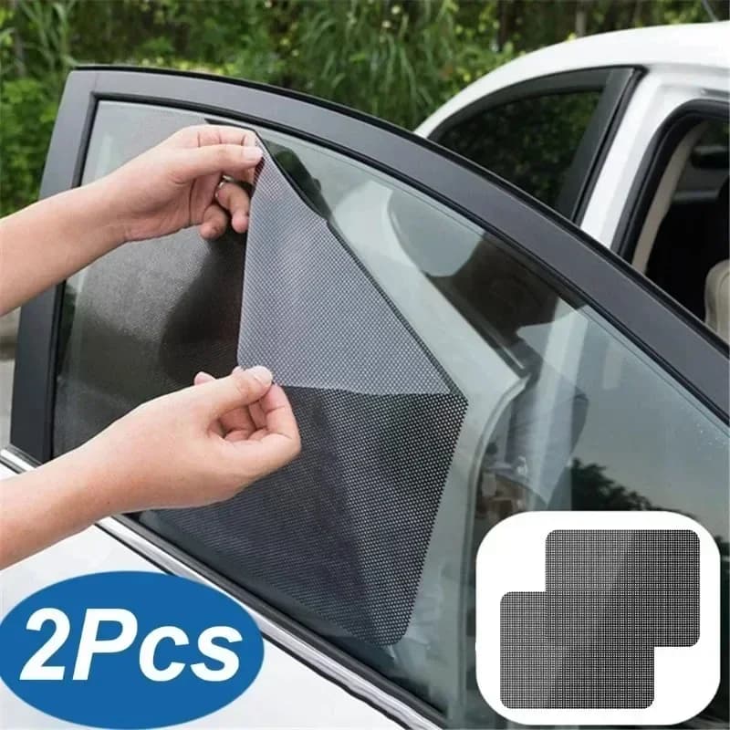 2 Pezzi Adesivi Parasole per Auto, Protezione Solare per Finestrini, Copertura Nera in PVC con Piccoli Fori