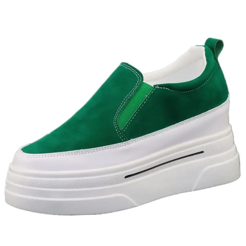 8cm Women's Flat Platform Shoes Casual Slip on Loafer For Women Wedges Shoes Ladies Thick Sole Shoe Spring Autumn Women Loafers
