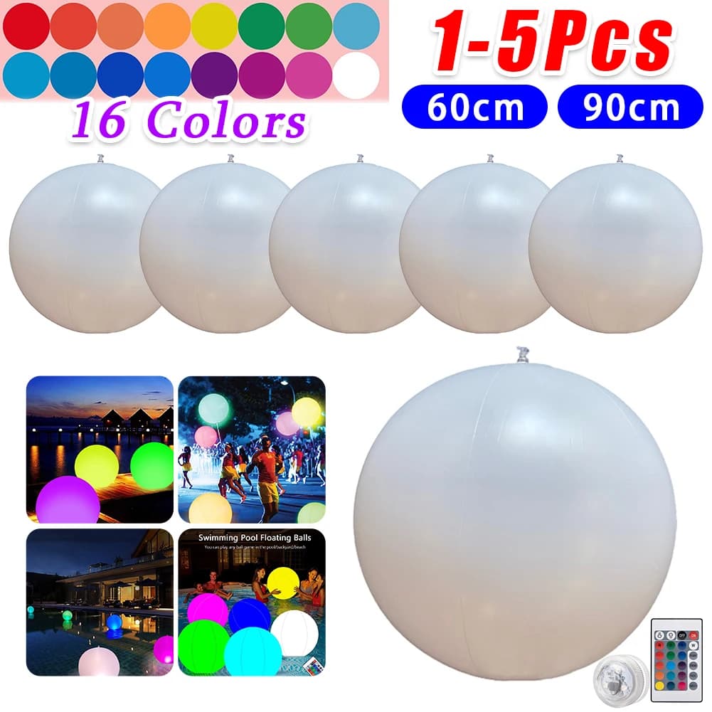 Pallone LED Luminoso 16 Colori, Sfera LED da Giardino con Telecomando, Palla Luminosa per Giochi d'Acqua Estivi, Decorazione per Feste e Casa