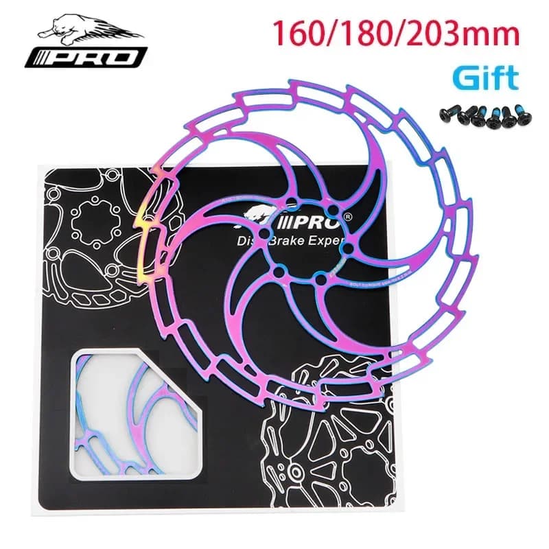 Disco freno per bicicletta Sei chiodi Pastiglie ciclismo Acciaio inossidabile colorato 160mm 180mm 203mm MTB Mountain Road Bike Freni Rotori Parti