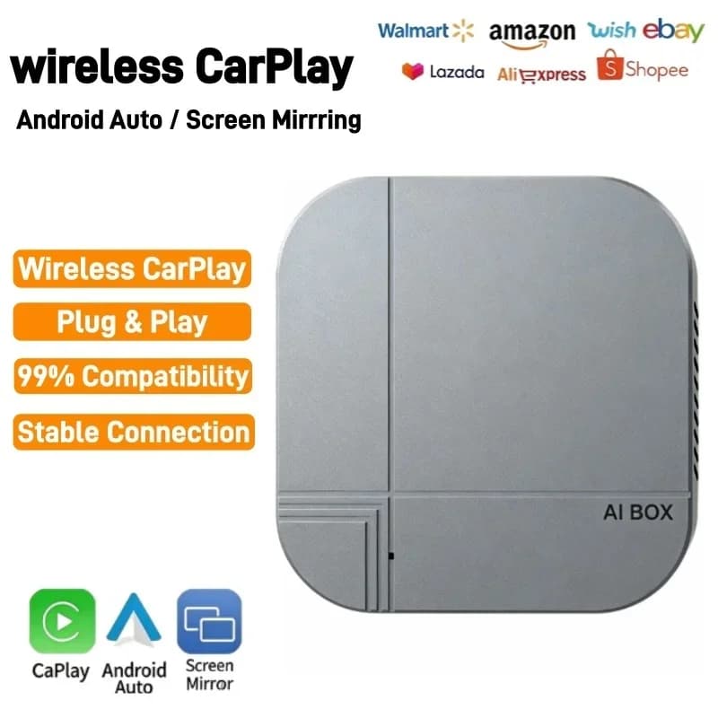 Adattatore Wireless CarPlay Android Auto, Box Auto Portatile Dual System Plug & Play per iPhone e Telefoni Android, Connessione Automatica
