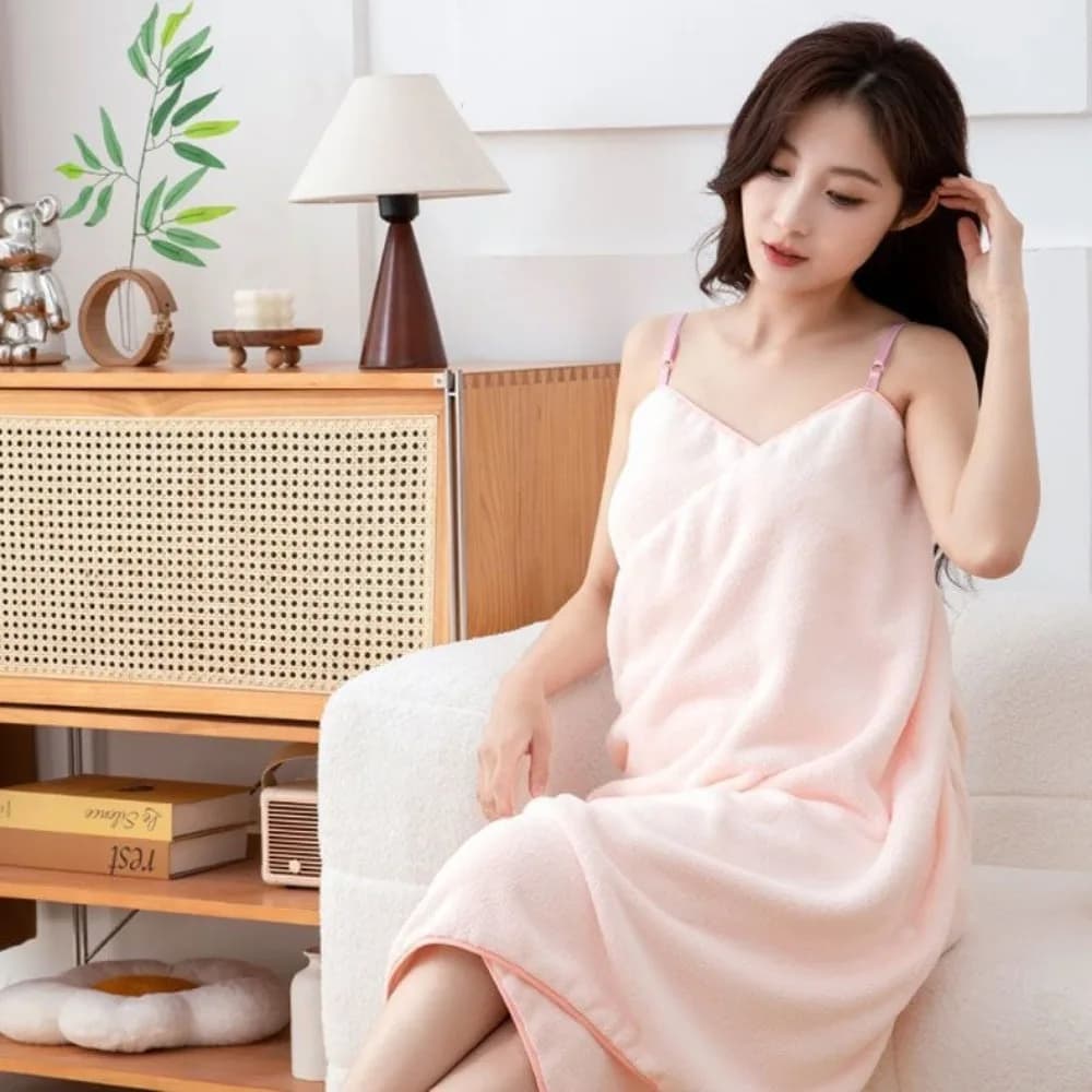 Dolce corallo velluto reggicalze camicia da notte striscia senza schienale indossabile asciugamano da bagno portatile homewear fionda indumenti da notte da viaggio