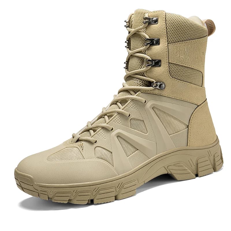 Scarpe da arrampicata alte da uomo nuove Scarpe da trekking in pelle Stivali da combattimento tattici nel deserto da uomo Stivali da moto da esterno antiscivolo