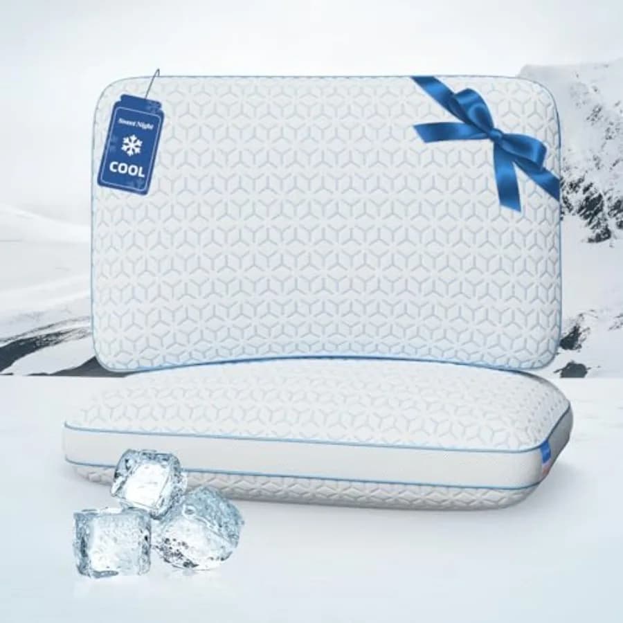 Set di 2 cuscini rinfrescanti, cuscini in memory foam sminuzzato, confezione da 2 per chi soffre il caldo, cuscini rinfrescanti per dormire, lavabili.
