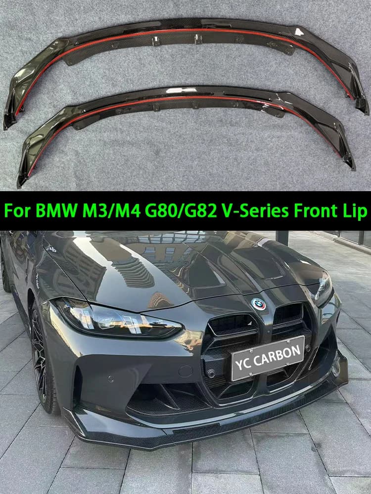 Real Dry Carbon Fiber Front Diffuser Bumper Lip for BMW G80 G81 G82 G83 2021-IN V Style 3Pcs/Set