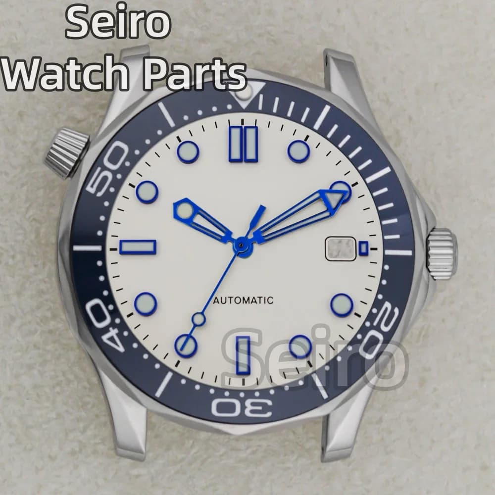 Cassa per Orologio da Uomo NH35 con Quadrante e Lancette in Acciaio Inossidabile, Impermeabile 10ATM, Compatibile con Seamaster 300, Movimenti Automatici NH35