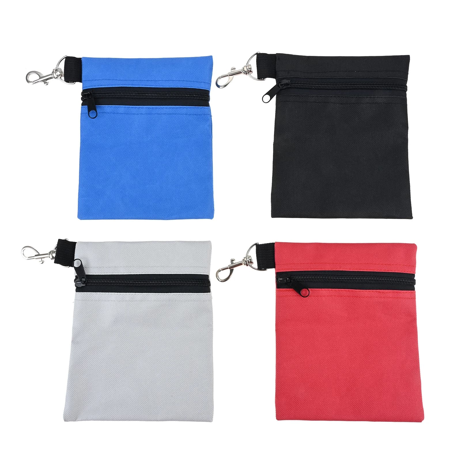 Set di 3 Sacchetti per Tee da Golf 6.69x5.51in, Borsa con Cerniera per Accessori da Golf con Clip a Moschettone in Metallo, Sacchetto Porta Palline