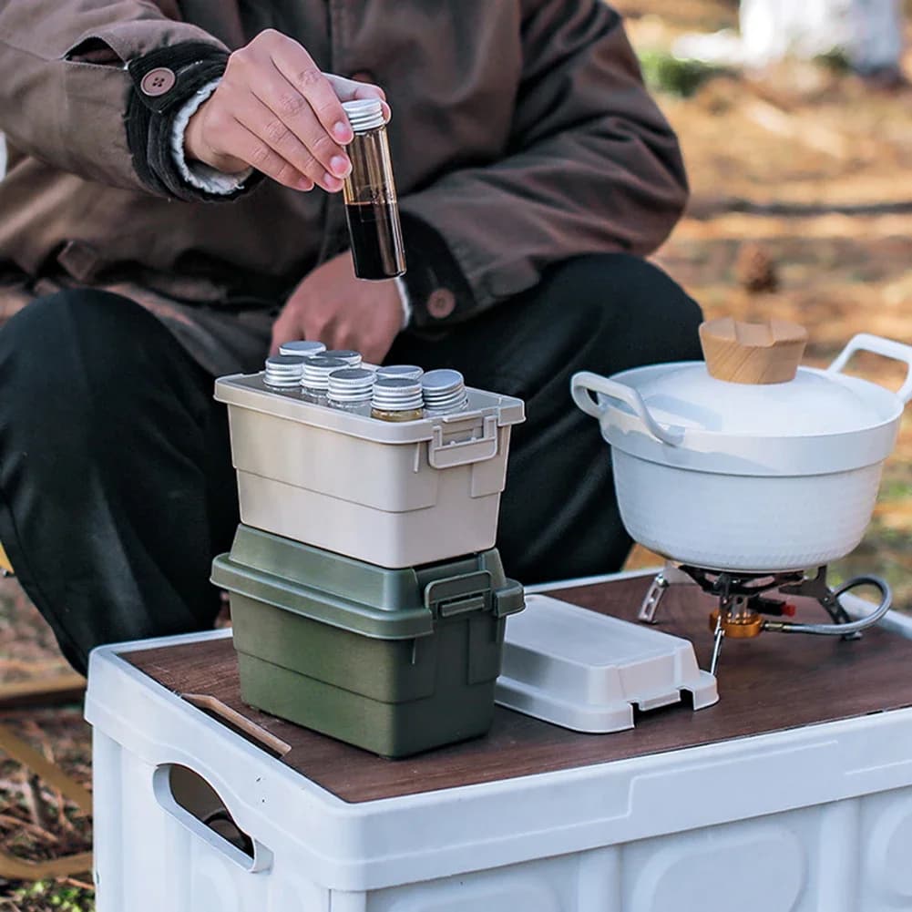 Barattolo per barbecue sacchetto per la conservazione delle spezie Set di Dispenser per condimenti da campeggio portatile impilabile da viaggio organizzatore di stoccaggio all'aperto forniture da campeggio