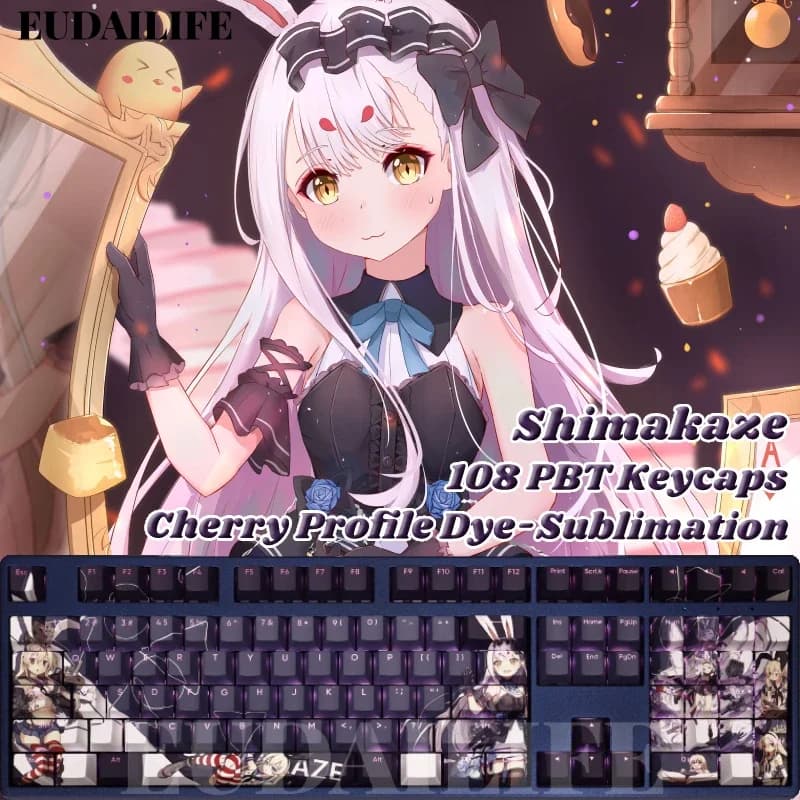 Shimakaze 108 Copritasti Azur Lane Gioco PBT Sublimazione della Tintura Trasmissione della Luce Cherry Switch Copritasto Croce Tastiera Meccanica