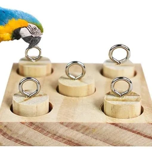 Puzzle con palo in legno giocattolo per addestramento pappagalli uccelli, blocchi di costruzione cilindrici con spina colorata e estrazione, foro per spina fai-da-te, foro per spina rotondo