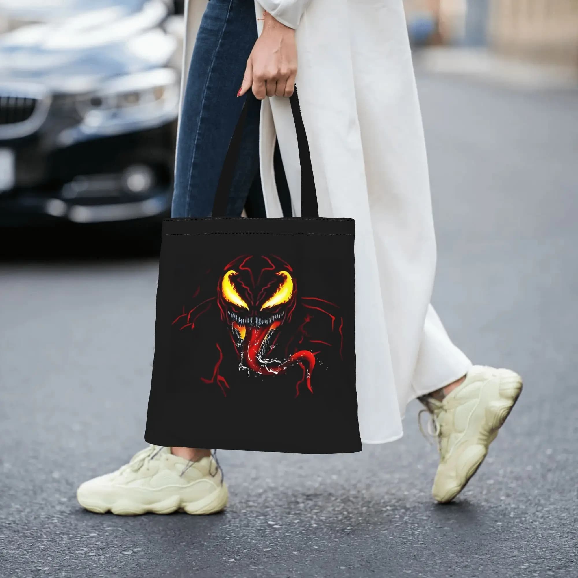 Borsa da donna 2026 Carnage, borsa tote in tela riutilizzabile a doppio lato, borsa a tracolla Marvel