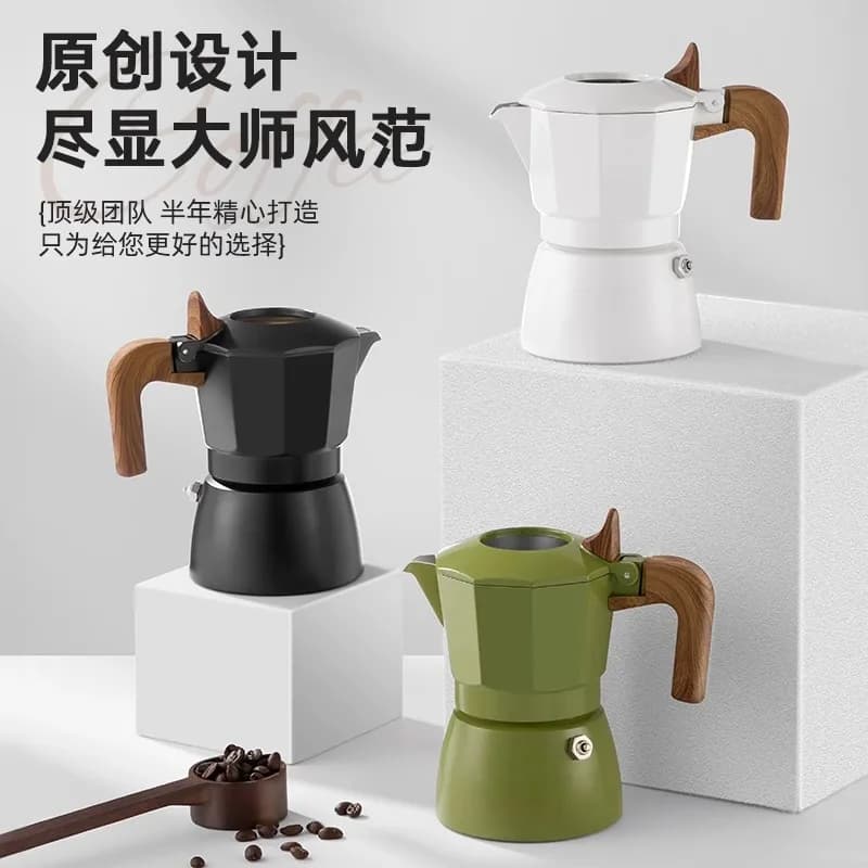 Caffettiera Moka a Doppia Valvola con Rivestimento in Ceramica, Macchina per Espresso Italiana, Facile da Pulire, Strumento per Preparazione all'Aperto