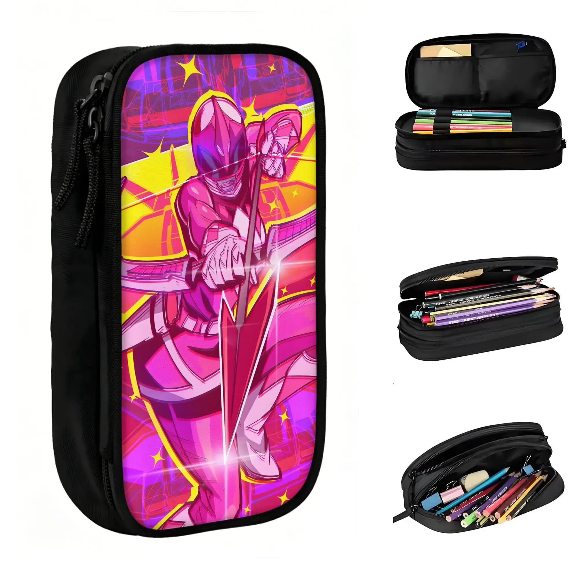 Custom Korean S-Supers S-Sentais Monster Cute Pencil Cases for Girls Boys Classical Large Storage Pen Bag Box School Supplies