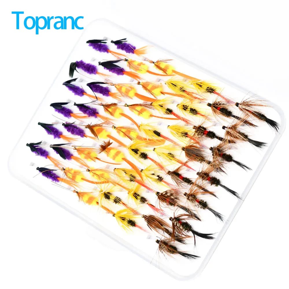 Fly Fishing Flies Set Hand-tied Dry Wet Flies Artificial Insect Bait Lures Trout Salmon Bass Fishing Tackle with Box