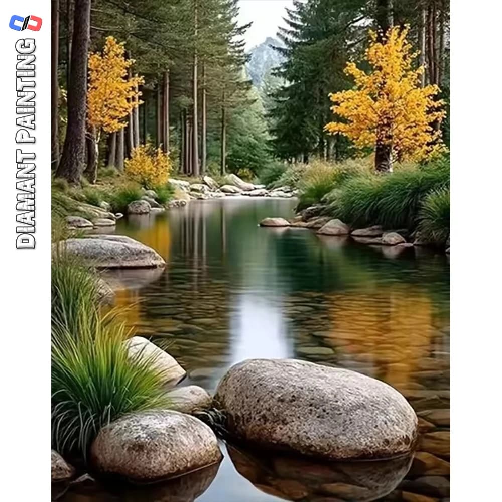 Nabi Full Kits Forest Autumn Diamond Mosaic Lake River Home Decor Acrylic Diy Diamond Painting Nature Square Round Drill Art