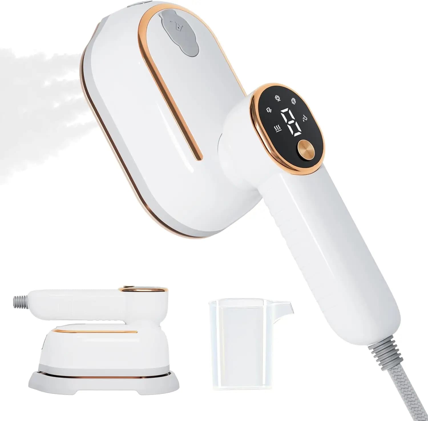 Vaporizzatore Portatile per Vestiti, Riscaldamento Rapido in 10 Secondi con LED, 180° ° Rotating Ha
