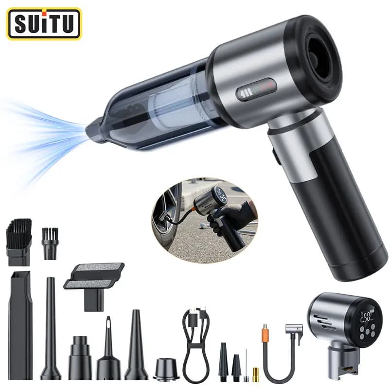SUITU 2-in-1 Wireless Handheld Vacuum Cleaner And Tire Inflator Portable Multifunctional Air Pump for Car Bike Ball Household Us