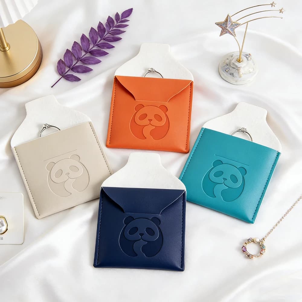 50 Sacchetti in Pelle PU per Gioielli con Logo Personalizzato, per Anelli, Orecchini, Collane, Profumi, Confezioni per Matrimoni, Espositori per Gioielli