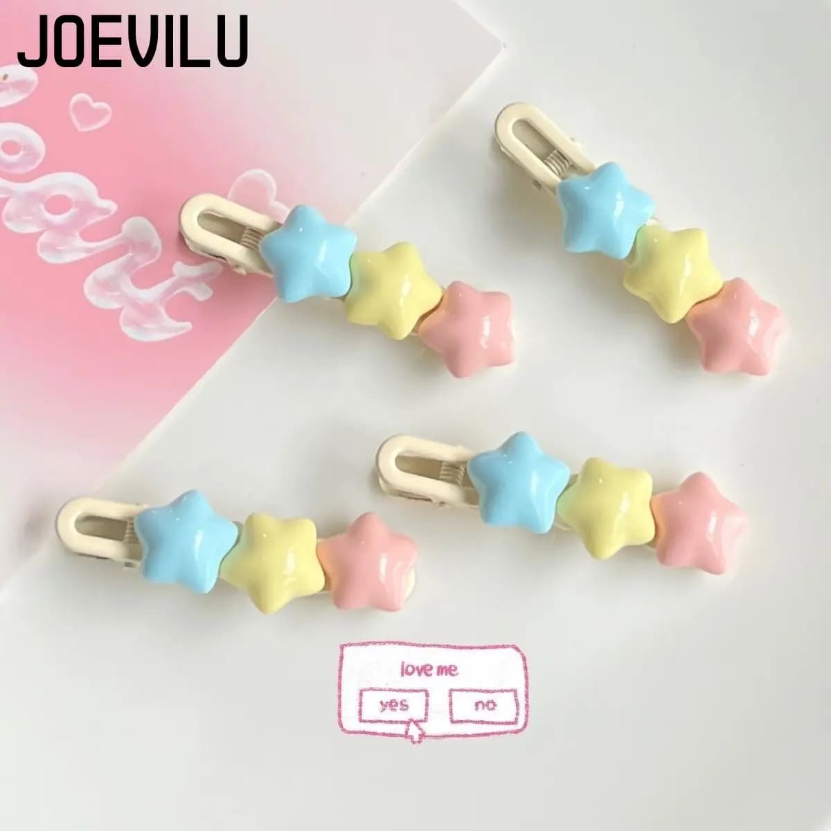 Fermagli per capelli con stella pastello Simpatiche mollette Kawaii a 3 colori per ragazze Forcine BB ondulate lunghe per frangia laterale Accessori per capelli estetici