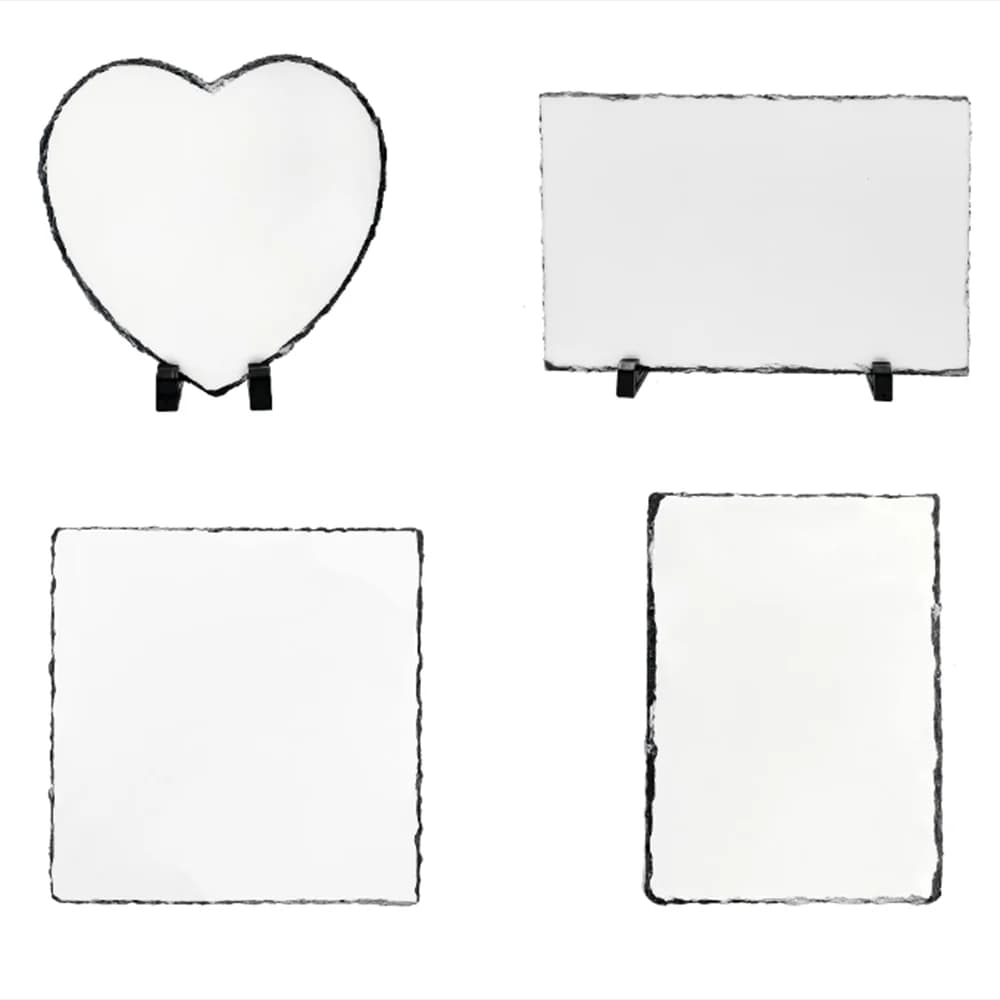 1pc Sublimation Blank Slate Rock Picture Frame with Stand, DIY Memorial Frame for Heat Transfer, 4 Shapes