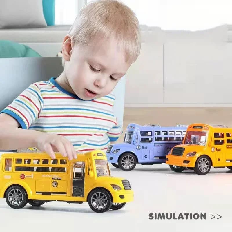 Modellino di scuolabus per bambini, giocattoli educativi per bambini, veicolo in miniatura con ruota a inerzia, regalo di compleanno per ragazzi