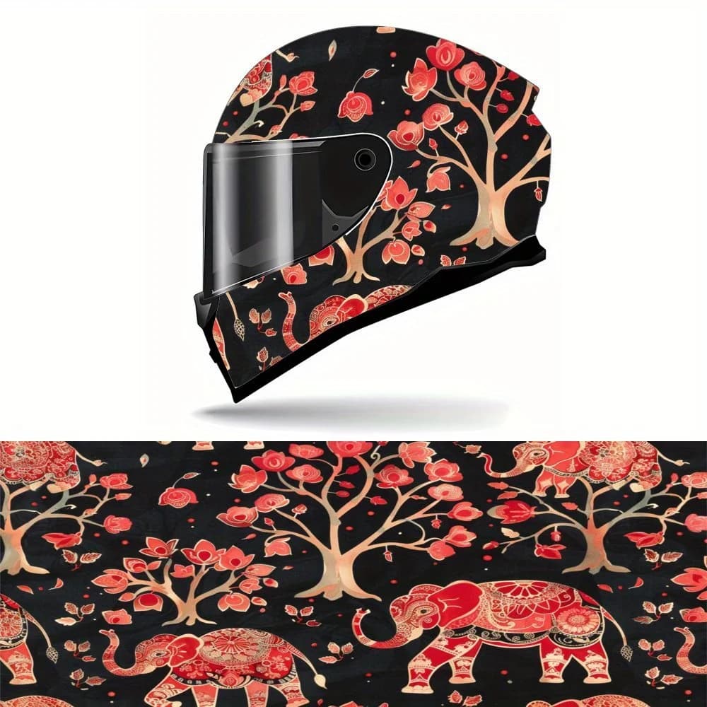 Sorpresa! Elefante rosso e fiori, squisiti, fantastici, regali, adesivi per caschi da moto - PVC resistente, casco da corsa per moto ae