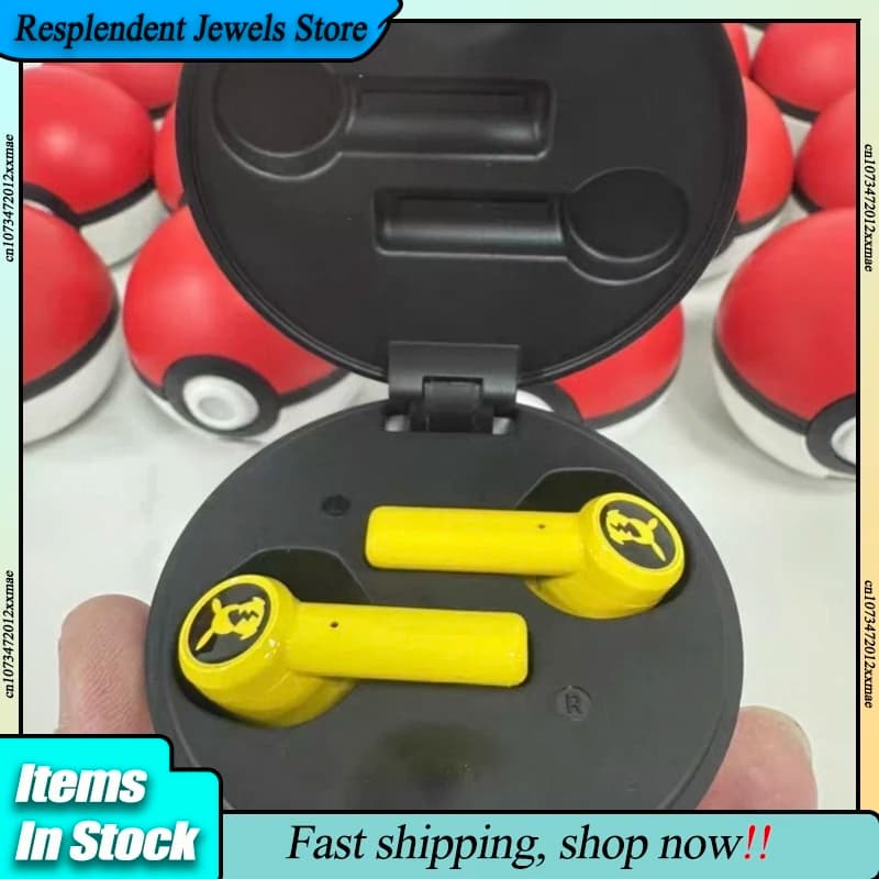 Pokemon Pikachu Anime Wireless Bluetooth 5.0 Earphone Cosplay Sport Noise Reduction Touch Control Headset Microphone Gift