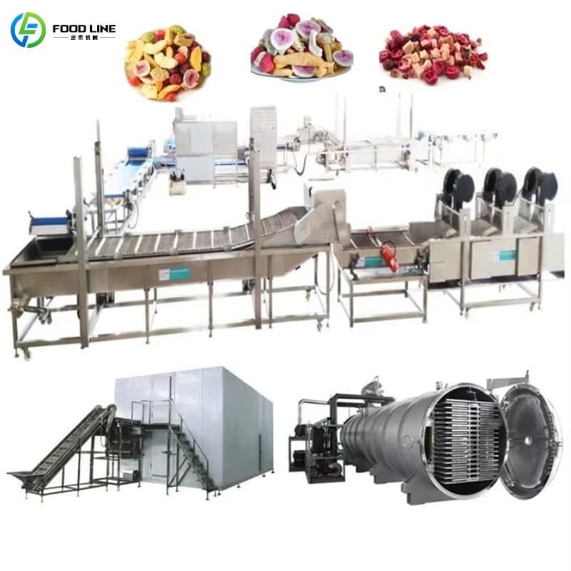 Linea di Produzione per Macchine per la Lavorazione di Frutta Liofilizzata: Lavatrice, Pelatrice, Denocciolatrice, Affettatrice, Liofilizzatore Sottovuoto Personalizzabile