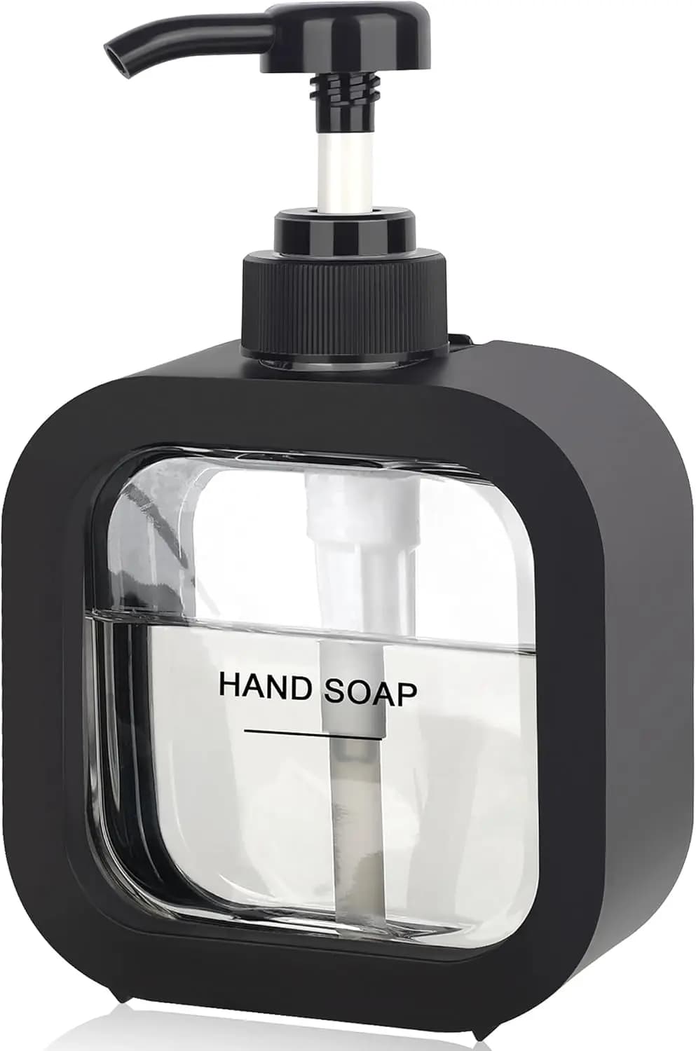 Dispenser per Sapone Liquido per Mani e Piatti - Pompa Moderna in Plastica con Etichette - Nero
