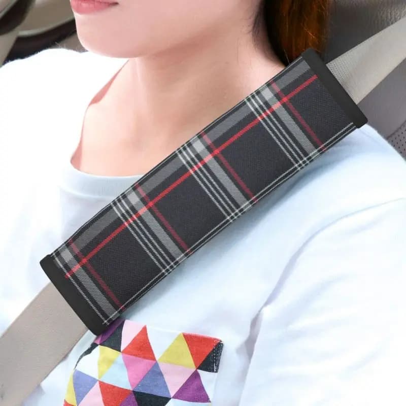 2 piece GTI Tartan Plaid Car Seat Belt Covers Super Soft Safety Belt Protector for Shoulder Belt Comfortable Car Belt Strap