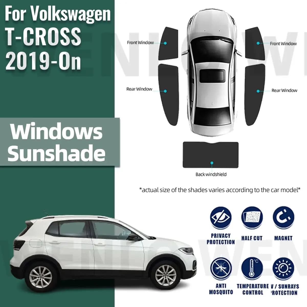 Per Volkswagen VW T-CROSS 2019-2023 2024 TCROSS Auto Parasole Scudo Parabrezza Anteriore Tenda Lato Posteriore Finestra Del Bambino Parasole