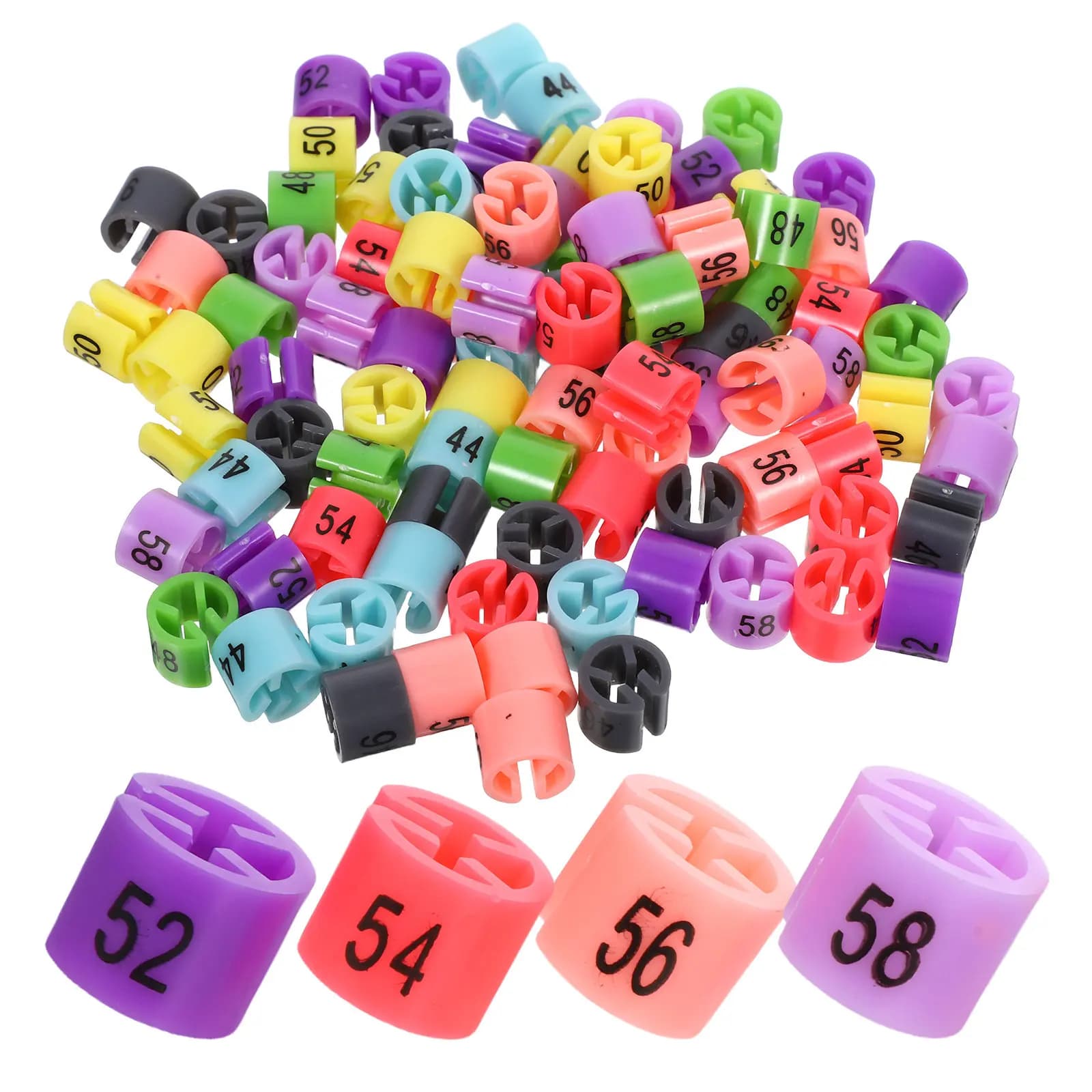 80 Pezzi Anelli Colorati in Plastica per Appendiabiti, Etichette di Misura per Organizzazione Abbigliamento, Uso Commerciale, Linguette in Plastica per Appendere