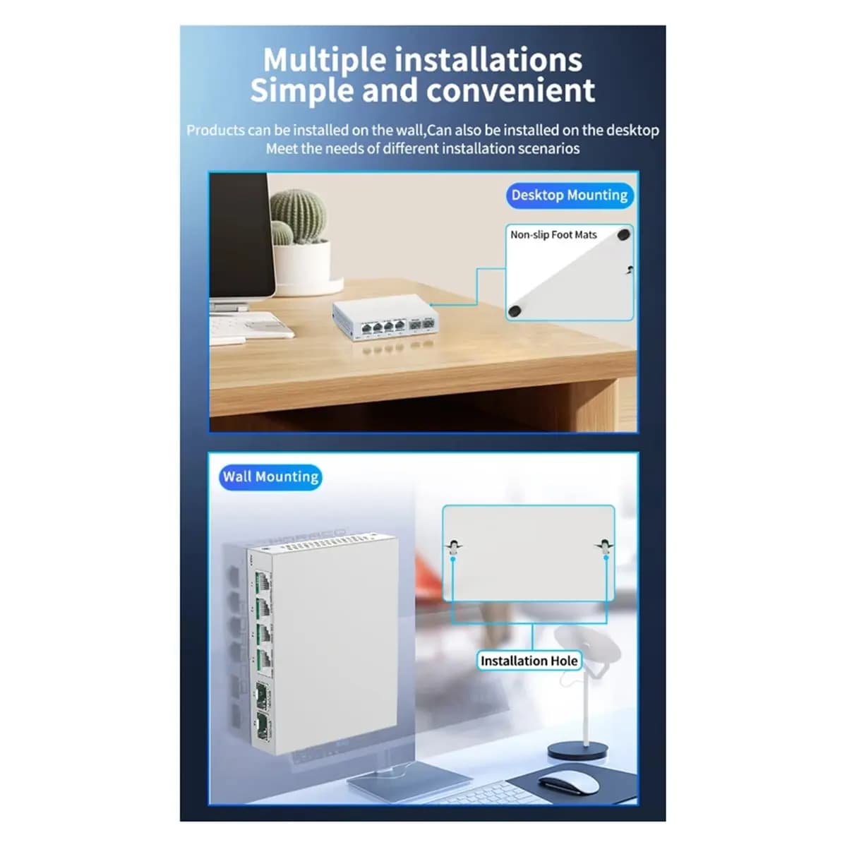 goodidea Switch Ethernet Gestito Smart 2.5GbE a 4 Porte RJ45 con 2 Slot SFP+ 10G per Home Lab, Spina EU