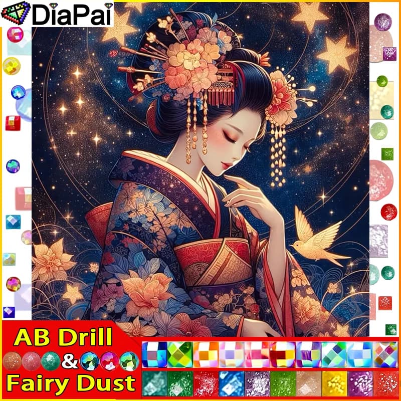 DIAPAI Fairy Dust AB Diamond Painting Full Square/Round Drill 5D DIY "Woman Flower Stars" Daimond Embroidery Rhinestone Cross