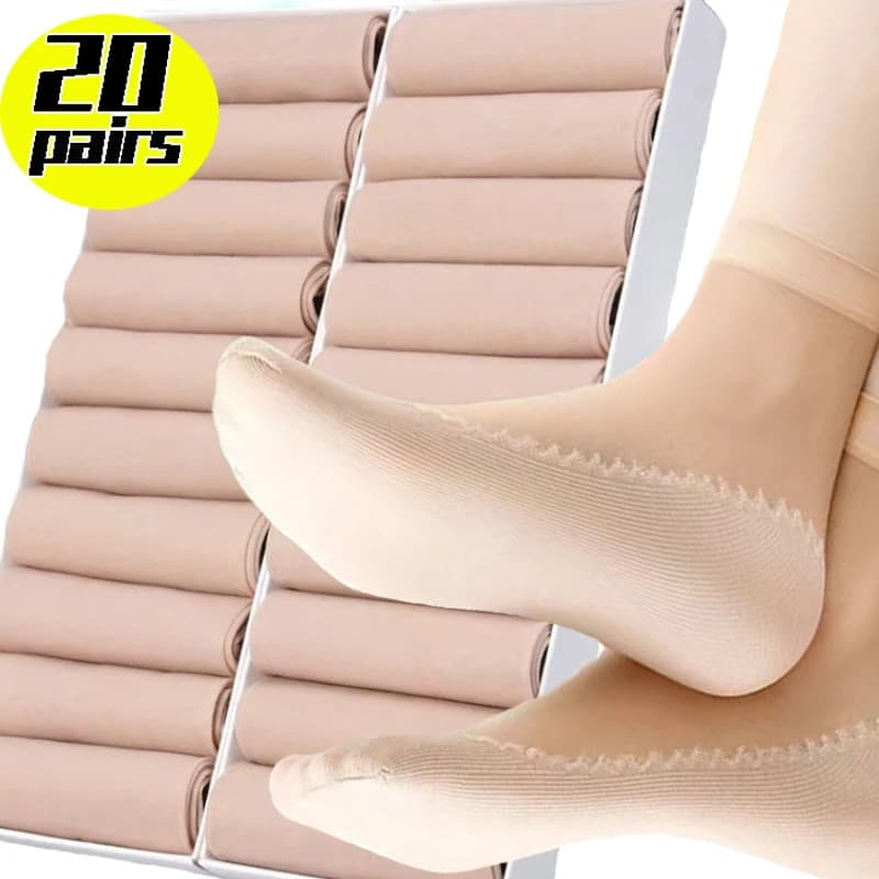 Calzini in pizzo elastico alto in seta morbida Calzino estivo ultrasottile traspirante Calzino corto alla caviglia da donna trasparente leggero casual